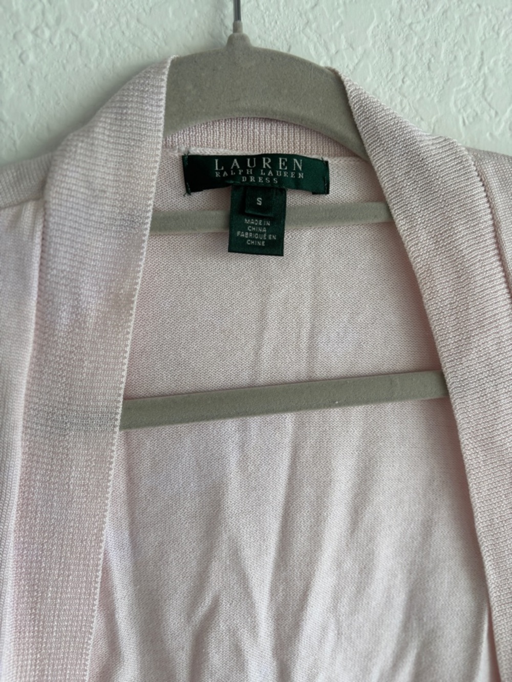 Lauren Ralph Lauren Light Pink Cropped Cardigan SZ S Spring Layering Like New - Picture 3 of 11